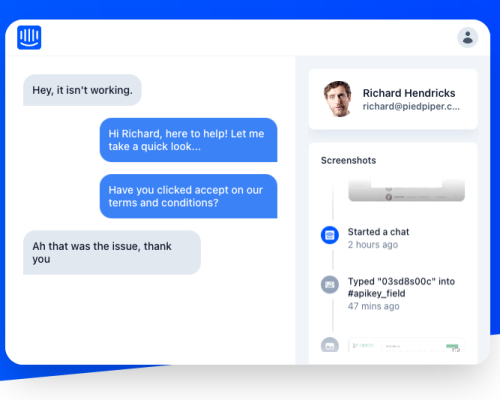 Intercom screen sharing. Yes, you can see the user’s screen from Intercom in one click. Get Upscope.