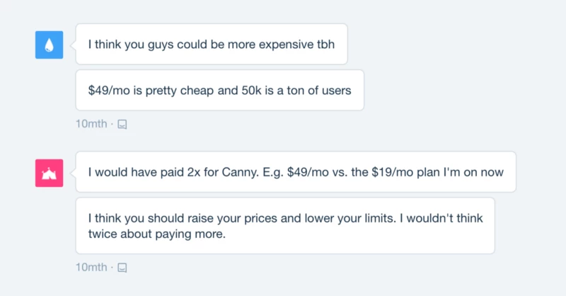 Canny SaaS pricing conversation
